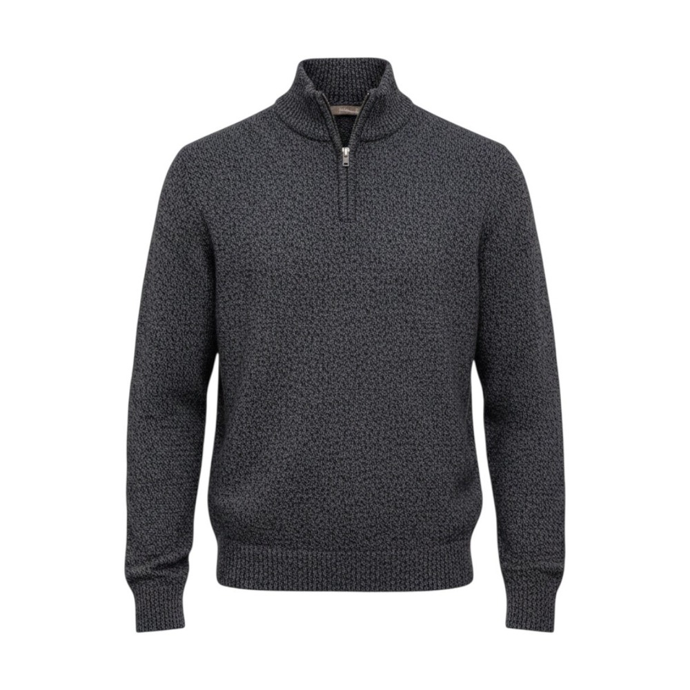 Rumi + Ryder Quarter Zip Sweater Blue Marled Knit Mock Neck - Large 12-14